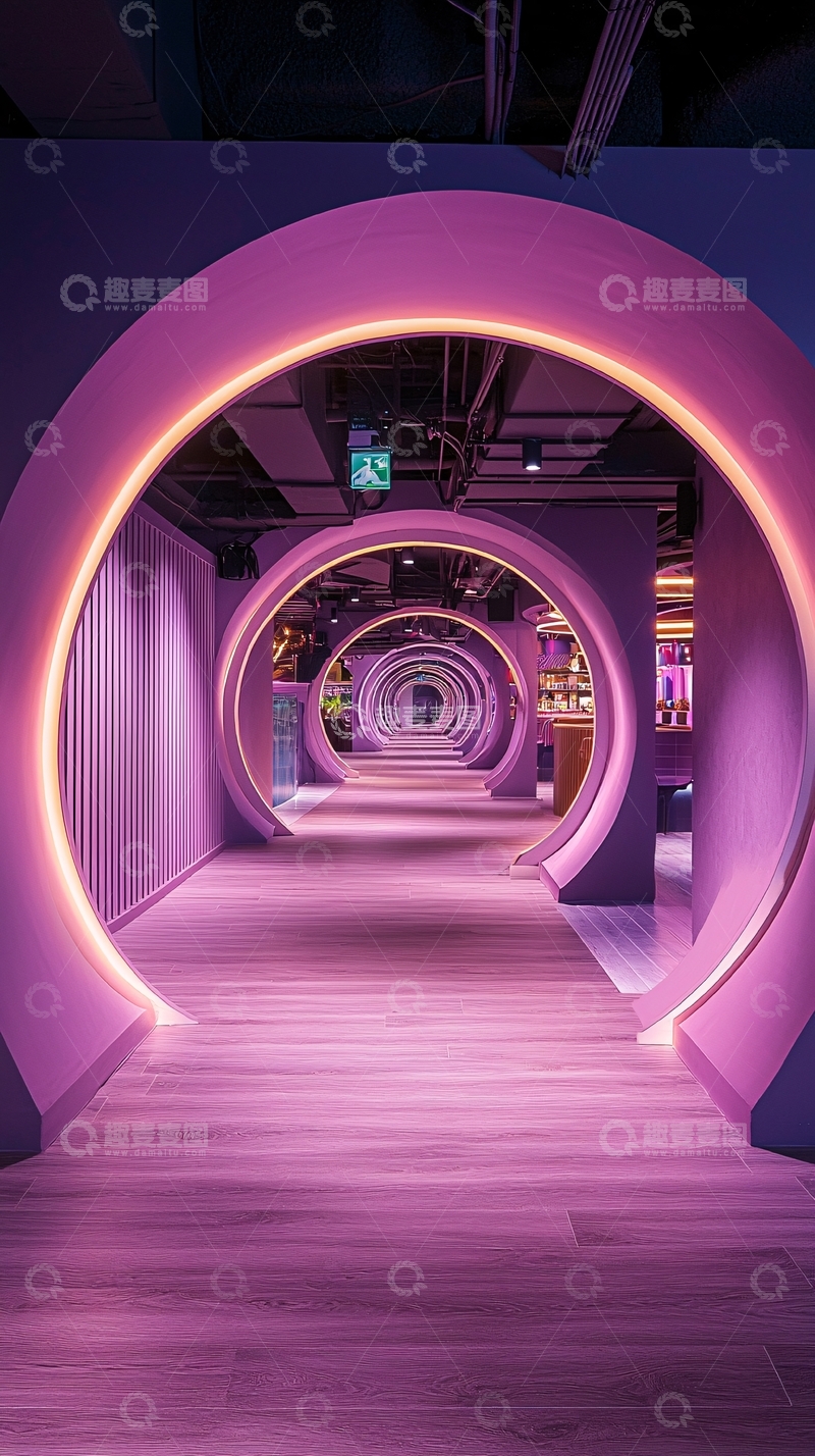 高清大图下载【趣麦麦图】紫色光影隧道