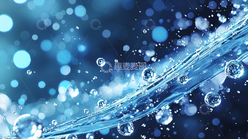 高清大图下载【趣麦麦图】蓝色水滴流动背景