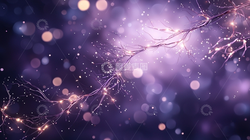 高清大图下载【趣麦麦图】梦幻紫色光斑树枝背景