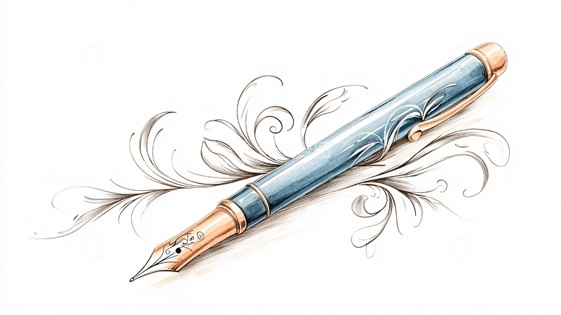 高清大图下载【趣麦麦图】复古羽毛笔插画艺术设计