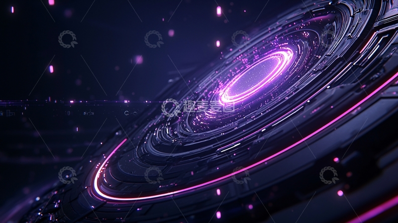 高清大图下载【趣麦麦图】紫色光圈科幻背景