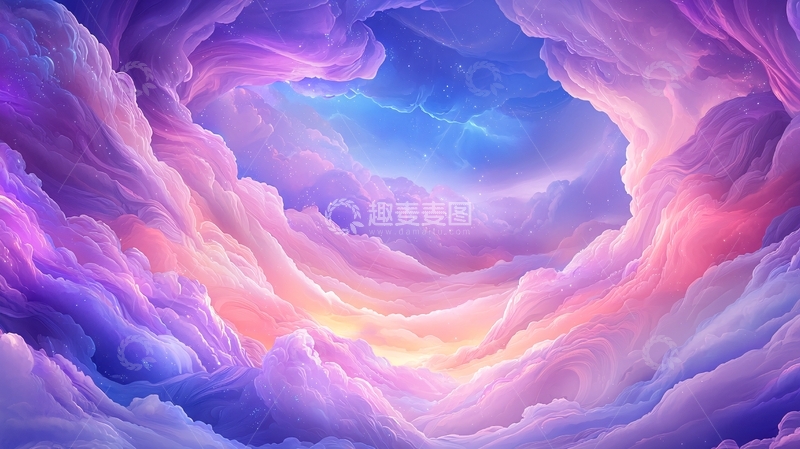 高清大图下载【趣麦麦图】梦幻云海星空背景