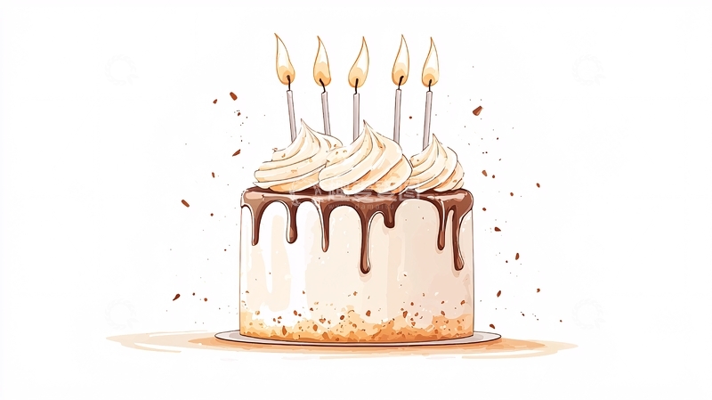 高清大图下载【趣麦麦图】生日蛋糕插画素材