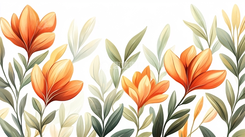 高清大图下载【趣麦麦图】秋日花卉手绘图案素材