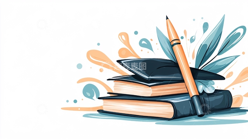 高清大图下载【趣麦麦图】书籍与铅笔的艺术插画