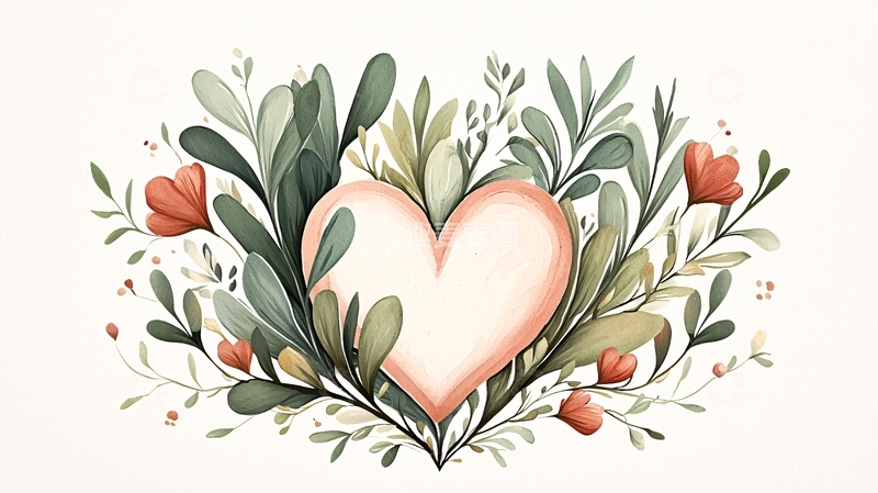 高清大图下载【趣麦麦图】心形花环插画素材