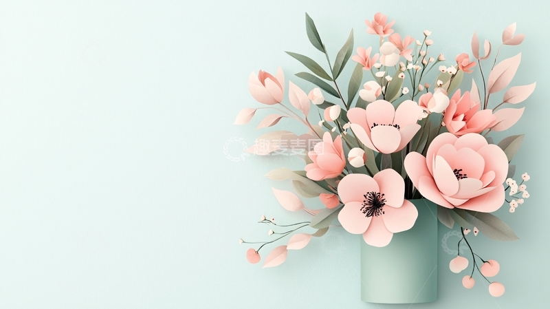 高清大图下载【趣麦麦图】粉色花朵插画素材