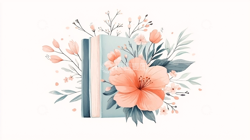 高清大图下载【趣麦麦图】书籍与花卉插画素材