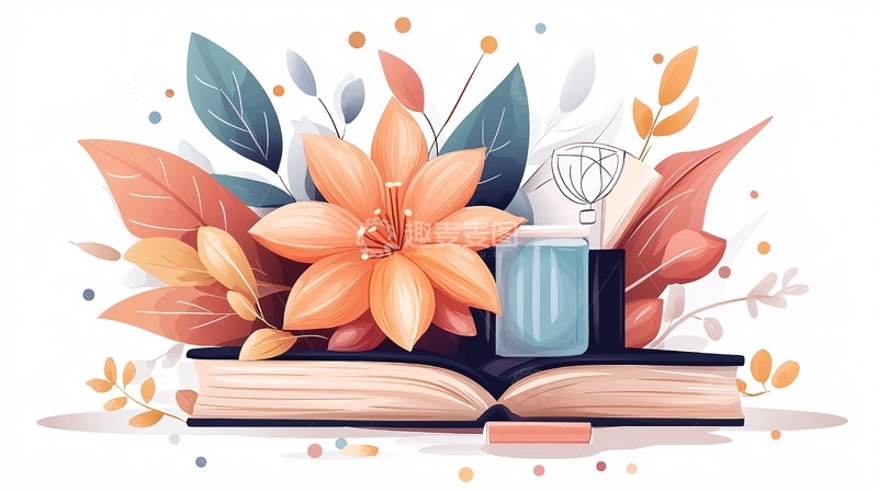 高清大图下载【趣麦麦图】秋日书香与花香的交织