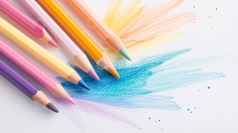 高清大图下载【趣麦麦图】彩色铅笔与画作背景