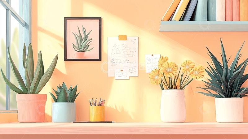 高清大图下载【趣麦麦图】温馨室内植物装饰场景