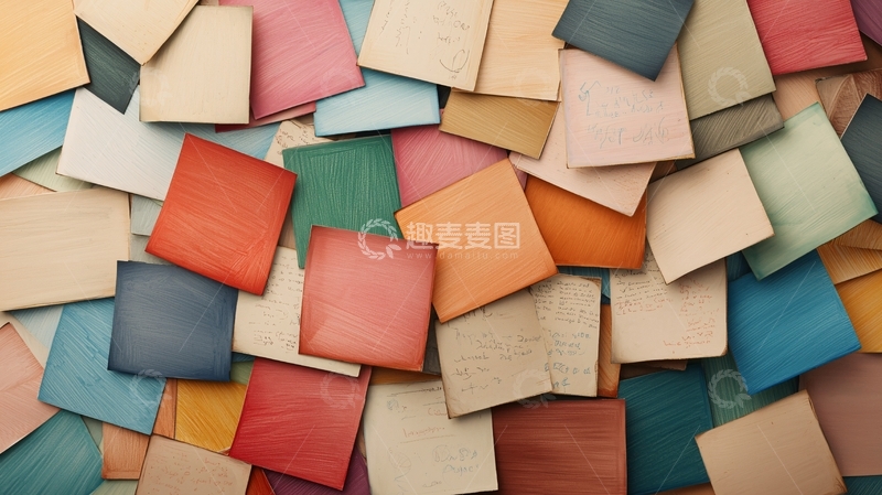 高清大图下载【趣麦麦图】彩色手写纸堆背景