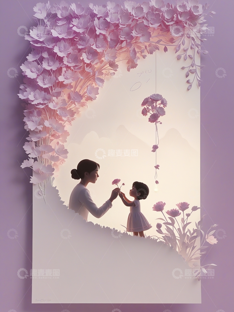 高清大图下载【趣麦麦图】母亲节温馨紫色鲜花背景17