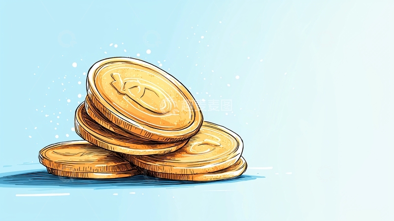 高清大图下载【趣麦麦图】-金色硬币堆叠插画