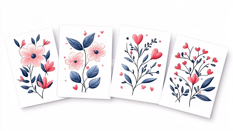 高清大图下载【趣麦麦图】浪漫花卉卡片设计素材
