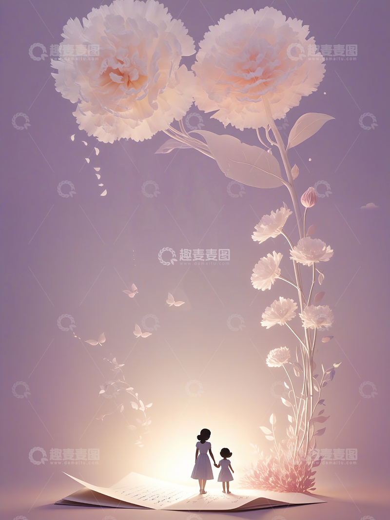 高清大图下载【趣麦麦图】母亲节温馨紫色鲜花背景1