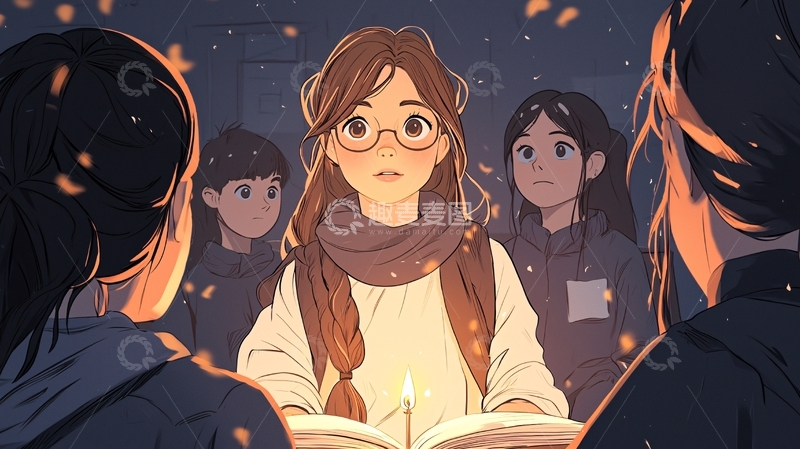 高清大图下载【趣麦麦图】烛光下的秘密故事会