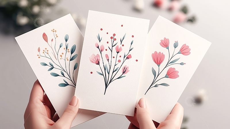 高清大图下载【趣麦麦图】手绘花卉卡片设计素材