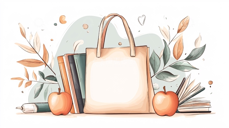 高清大图下载【趣麦麦图】秋季校园生活手绘插画素材