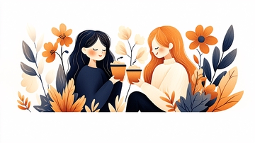 秋日花海中的友谊时光