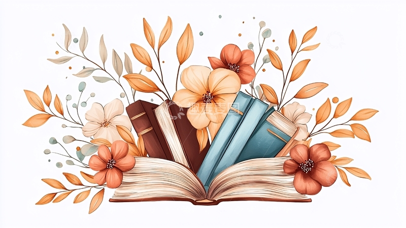 高清大图下载【趣麦麦图】秋日书香与花语