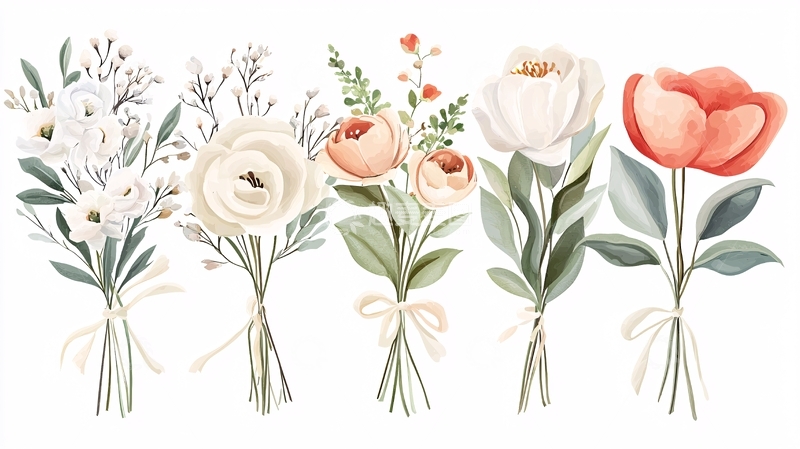 高清大图下载【趣麦麦图】清新花卉手绘插画素材