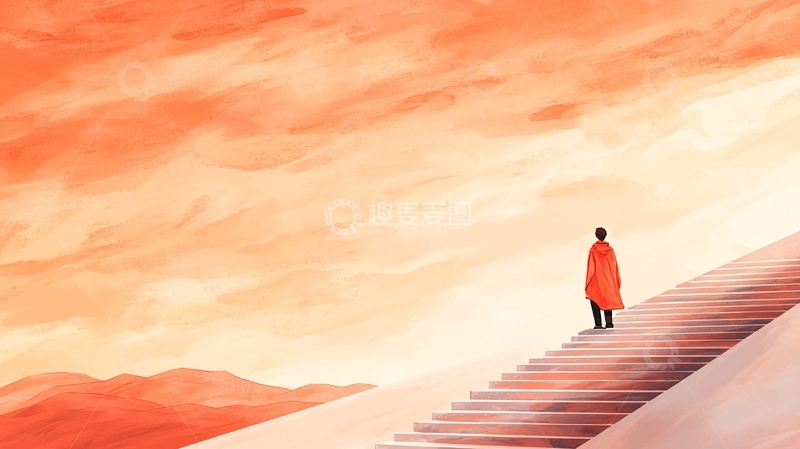 高清大图下载【趣麦麦图】踏上阶梯的旅人