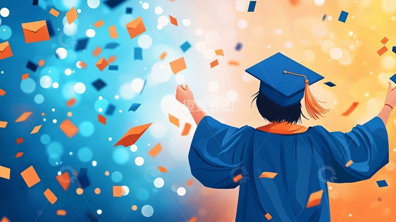 高清大图下载【趣麦麦图】毕业典礼庆祝场景插画