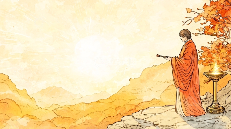 高清大图下载【趣麦麦图】秋日山间静思图