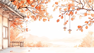 秋日庭院灯笼静谧风景