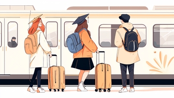 三人站台等待地铁