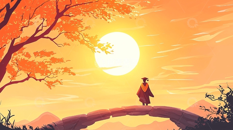 高清大图下载【趣麦麦图】秋日黄昏下的毕业典礼