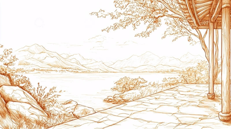 高清大图下载【趣麦麦图】山水画廊：自然风光与古亭