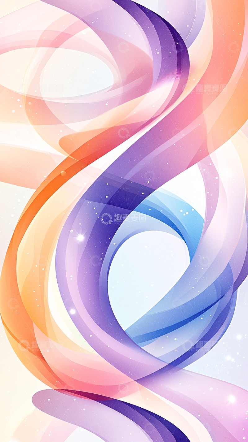 高清大图下载【趣麦麦图】梦幻色彩流动线条背景图