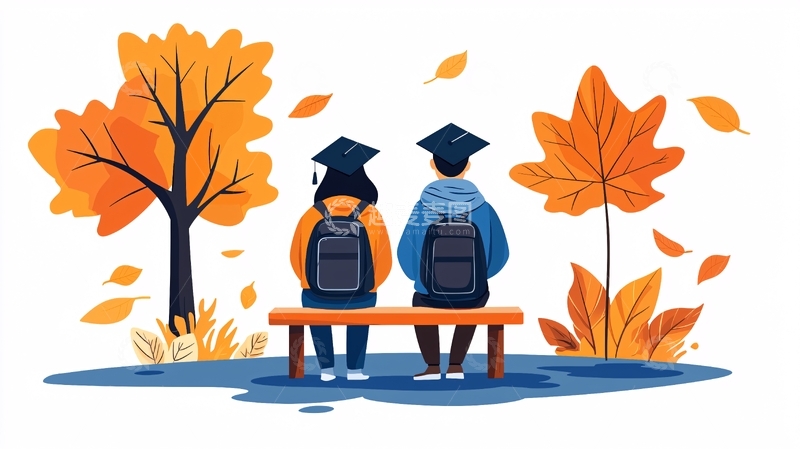 高清大图下载【趣麦麦图】秋日校园毕业典礼