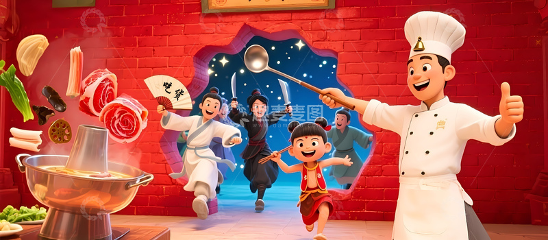 高清大图下载【趣麦麦图】创意火锅吃货