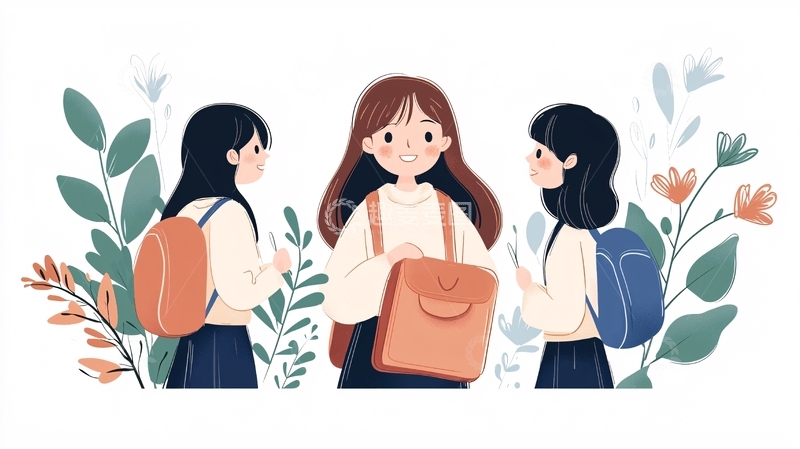 高清大图下载【趣麦麦图】校园青春友谊插画