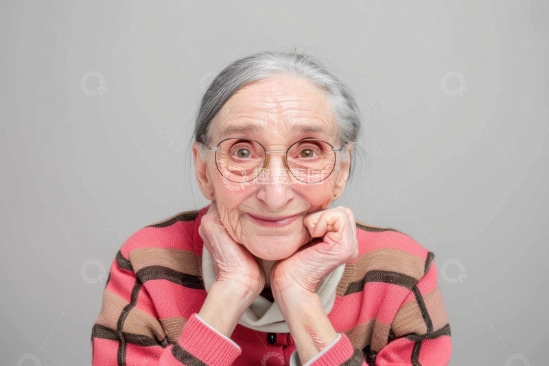 高清大图下载【趣麦麦图】带着眼镜的老奶奶