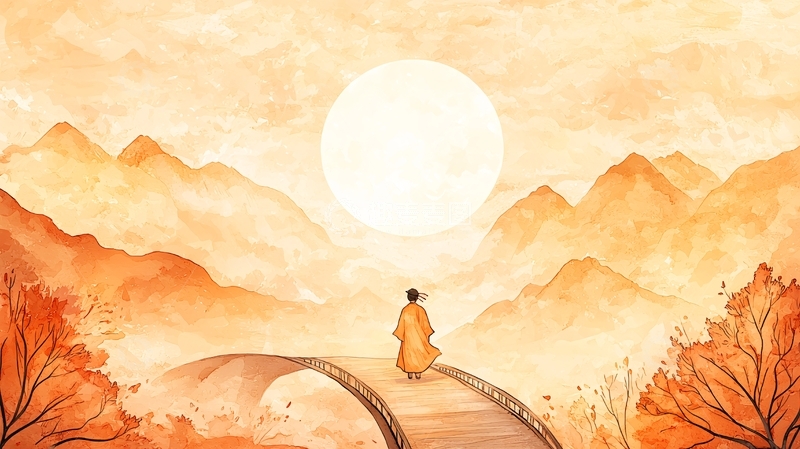 高清大图下载【趣麦麦图】秋日山间漫步图