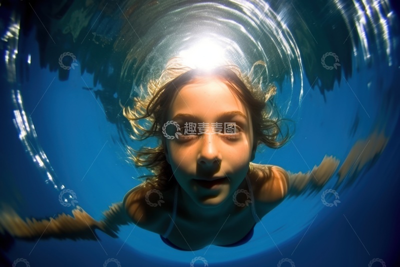 高清大图下载【趣麦麦图】潜水游泳的女孩