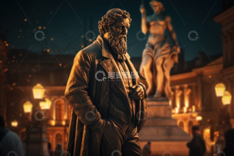 高清大图下载【趣麦麦图】公园里的诗人铜像雕塑