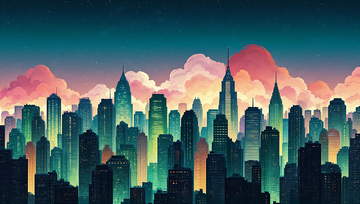 晚霞都市天际线