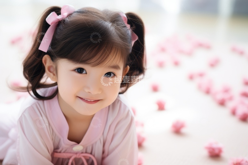 高清大图下载【趣麦麦图】扎着辫子的小女孩