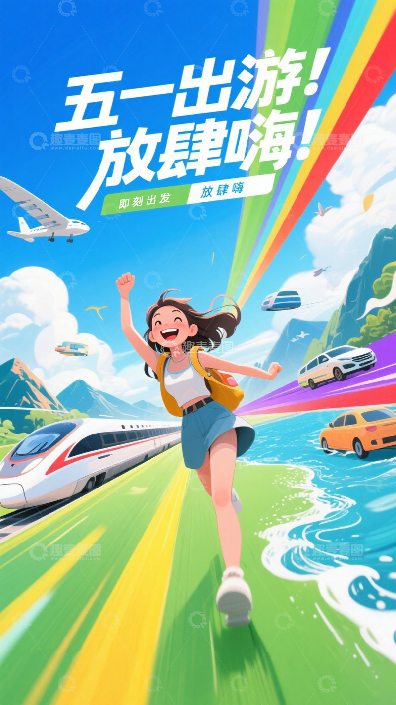五一劳动节出游宣传海报