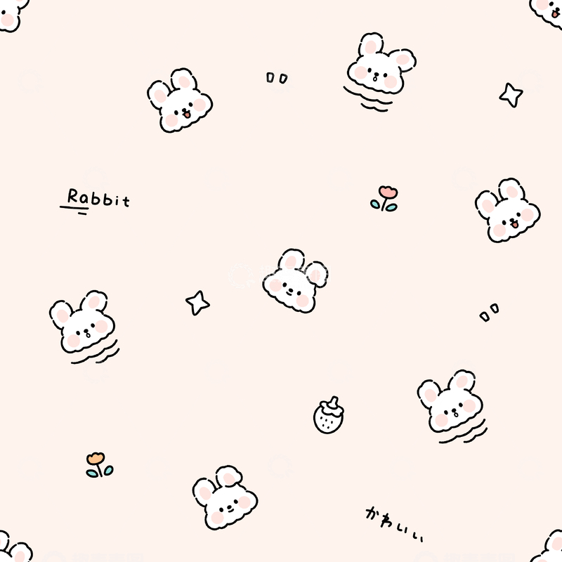 小兔子满印四方连续图案