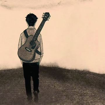 弹吉他的男生文艺背影人物