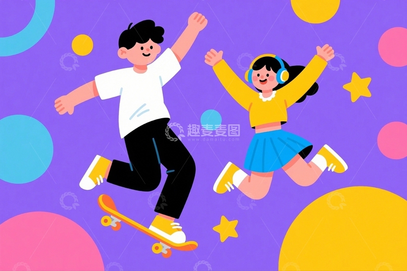 高清大图下载【趣麦麦图】青年人物插画