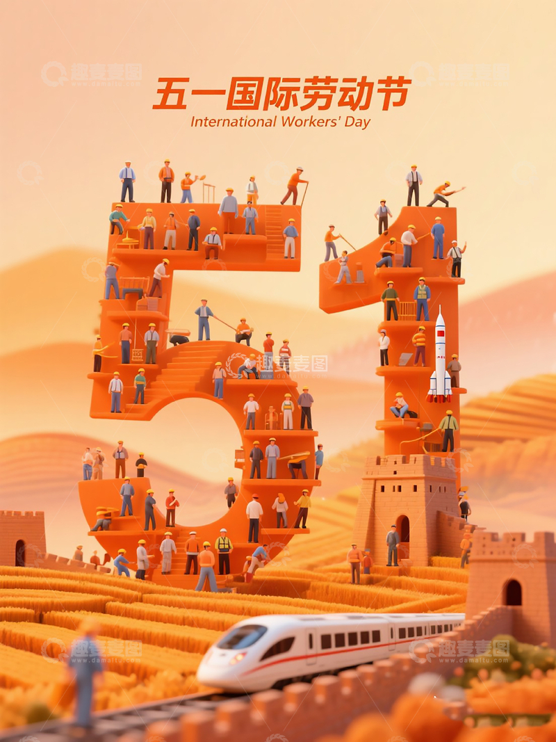 源文件下载【趣麦麦图】51劳动节海报背景