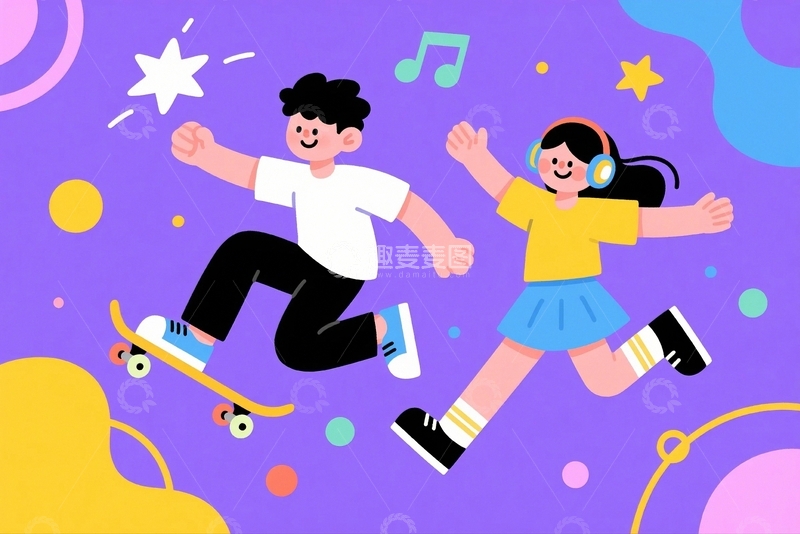 高清大图下载【趣麦麦图】青年人物插画1