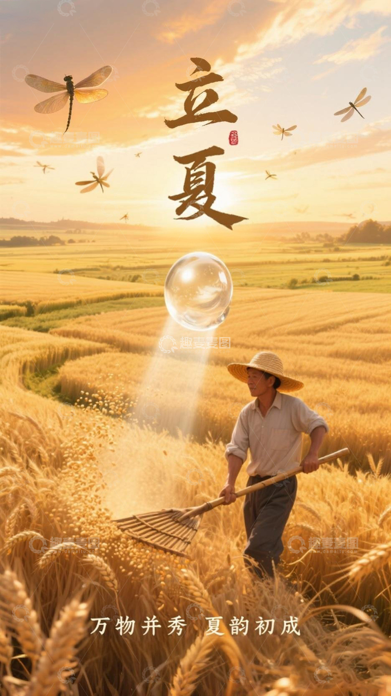 高清大图下载【趣麦麦图】立夏海报背景1